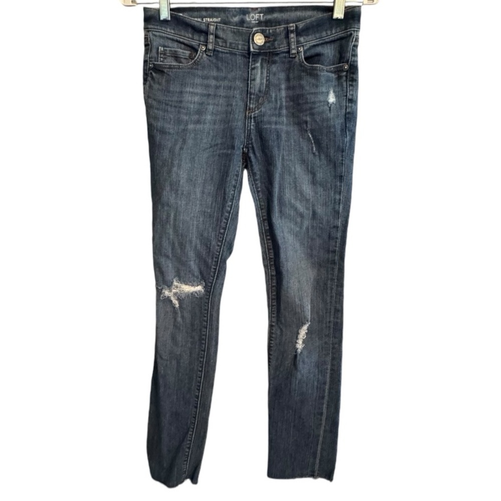 Loft Outlet Original Straight Distressed Jeans